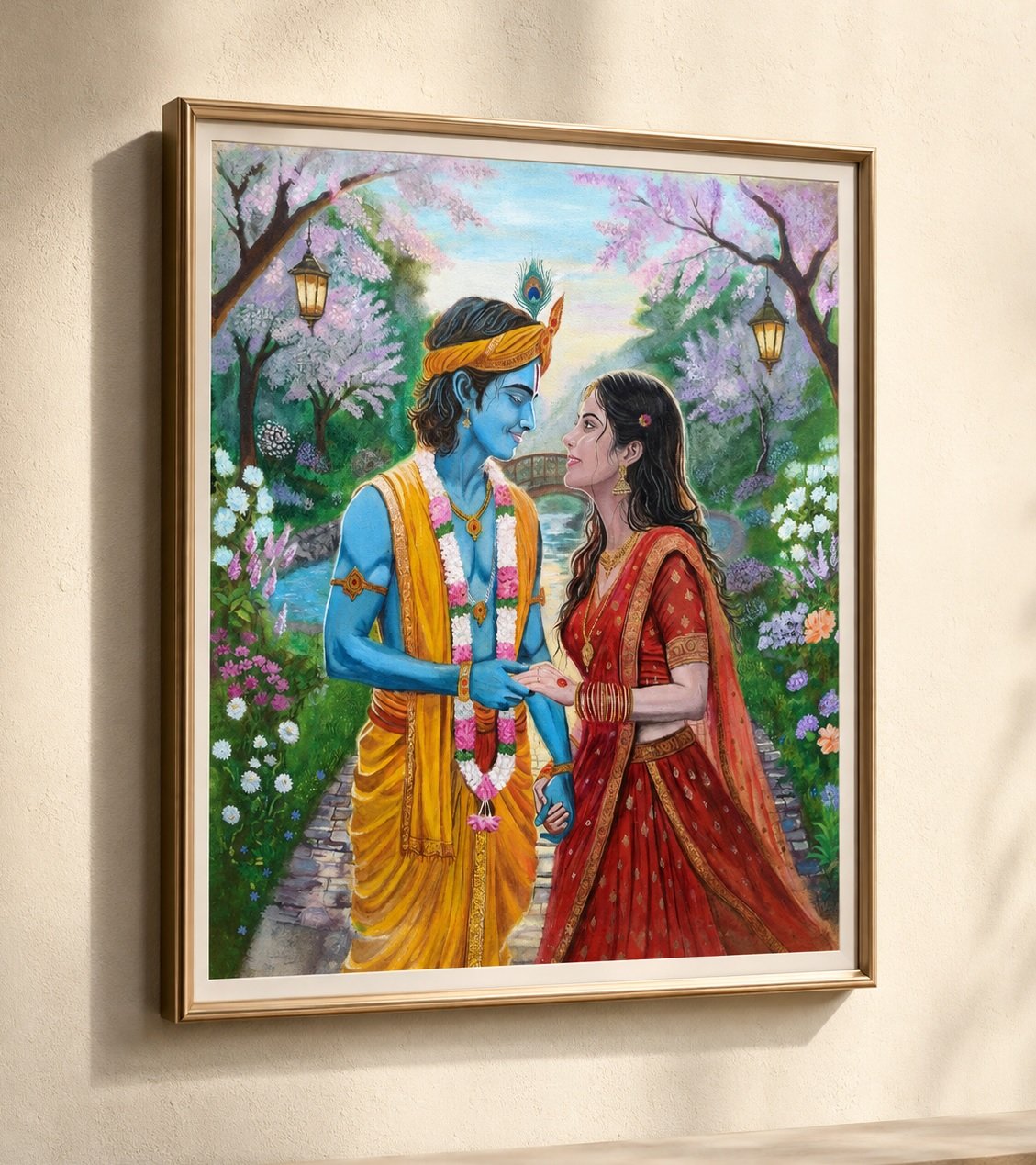 Radha Krishna Eternal Love Acrylic Painting
