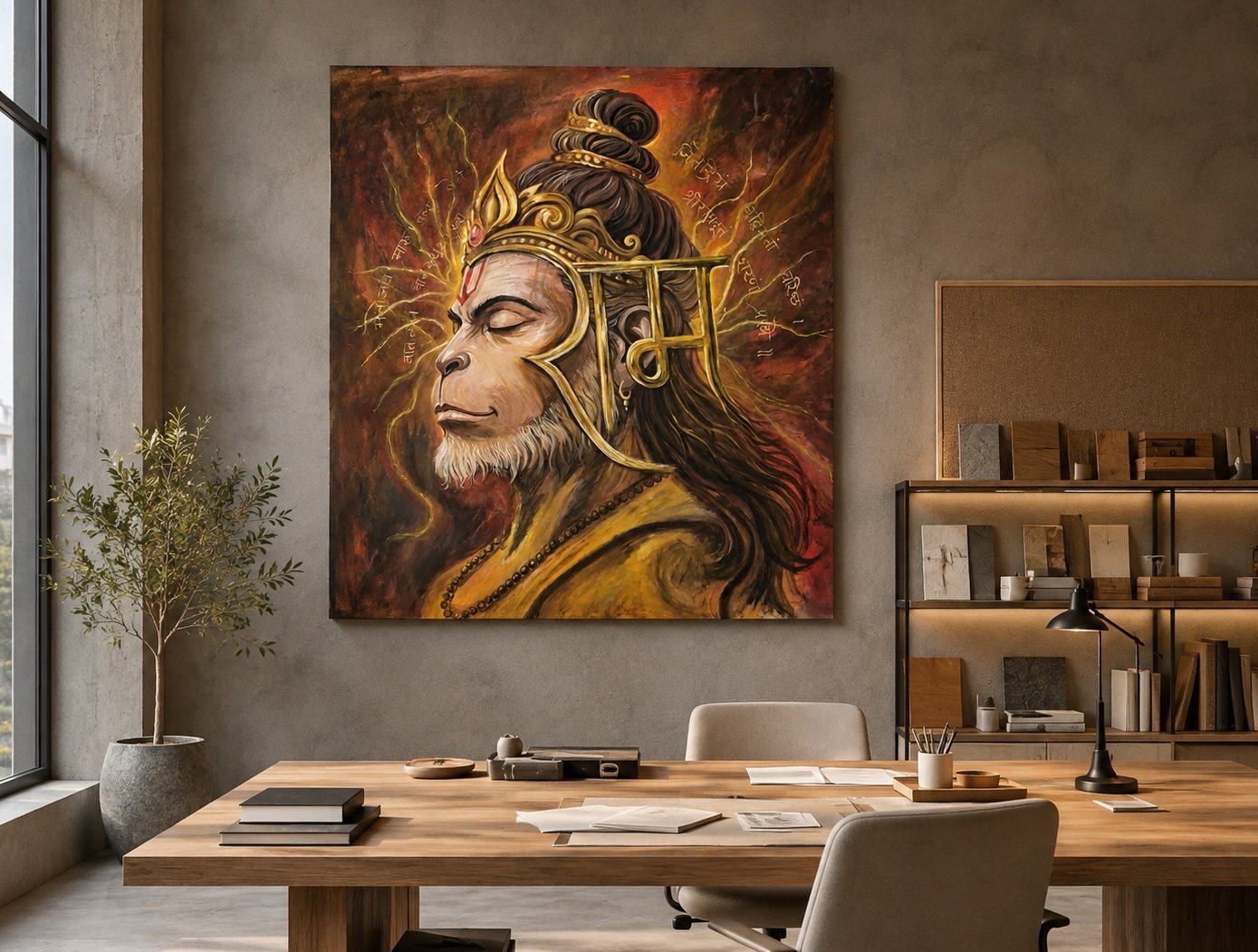 Close detail of Hanumanji's peaceful expression