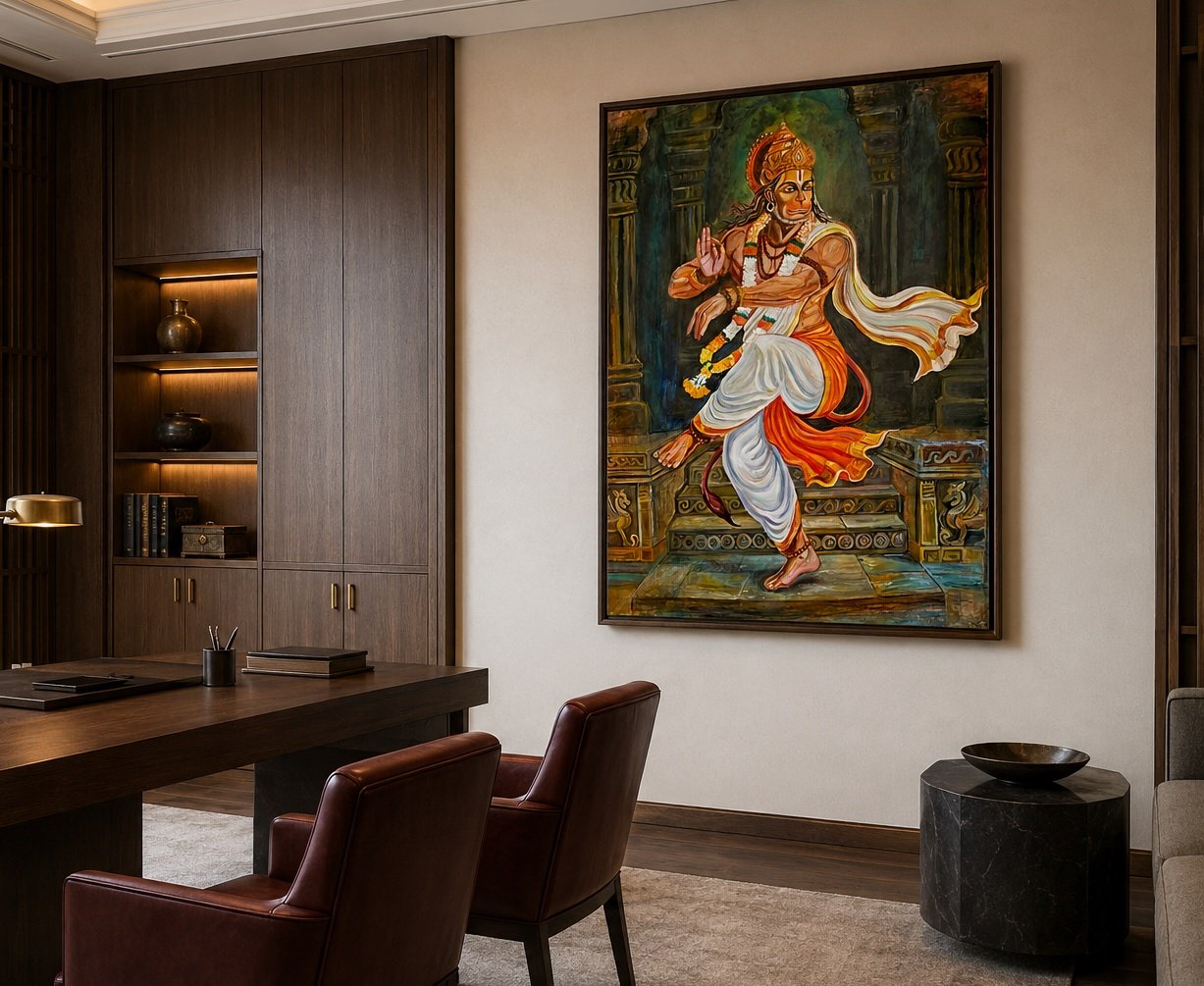 Nataraj Hanumana painting displayed in an office interior
