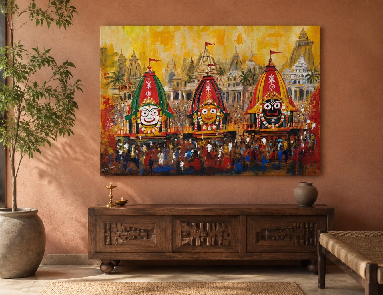 Styled preview of the Jagannath Rath Yatra canvas print edition
