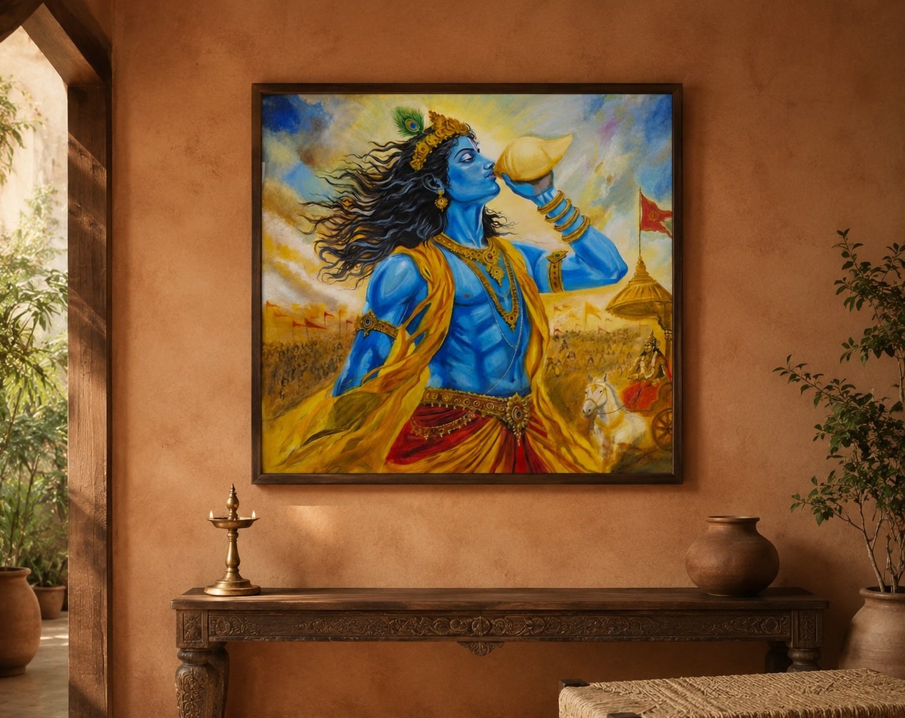 Full view of the original Krishna's Divine Call painting