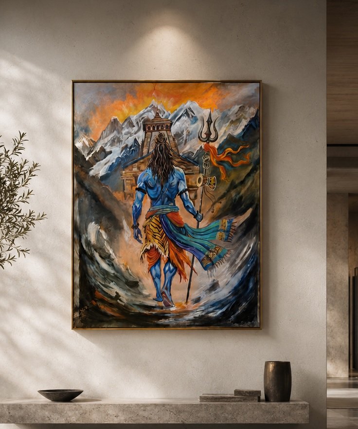 Full view of The Divine Journey original Shiva painting