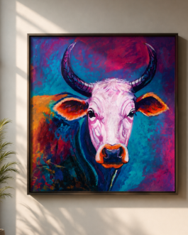 Vibrant Sacred Cow – Contemporary Pop Art Wall Painting