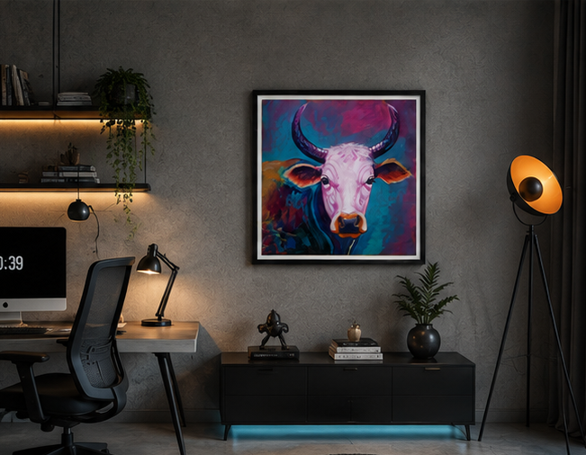 The original hand-painted cow artwork